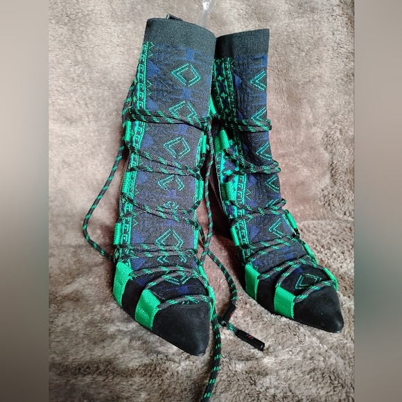 Patterned Green and Black Ankle Boots. New Without Tag - Picture 7 of 15
